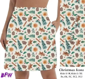 Christmas Icons skorts with pockets