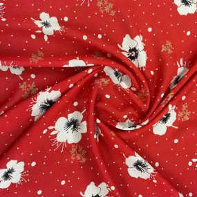 Red Floral Crepe fabric