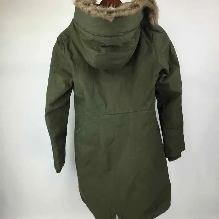 1 Madison Size M Olive Quilted Zip Front Hooded Coat