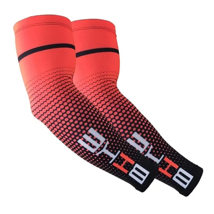 1 Pair Cool Men Cycling Running Bicycle UV Sun Protection Cuff Cover Protective Arm Sleeve Bike Sport Arm Warmers Sleeves, Size:M (Red)