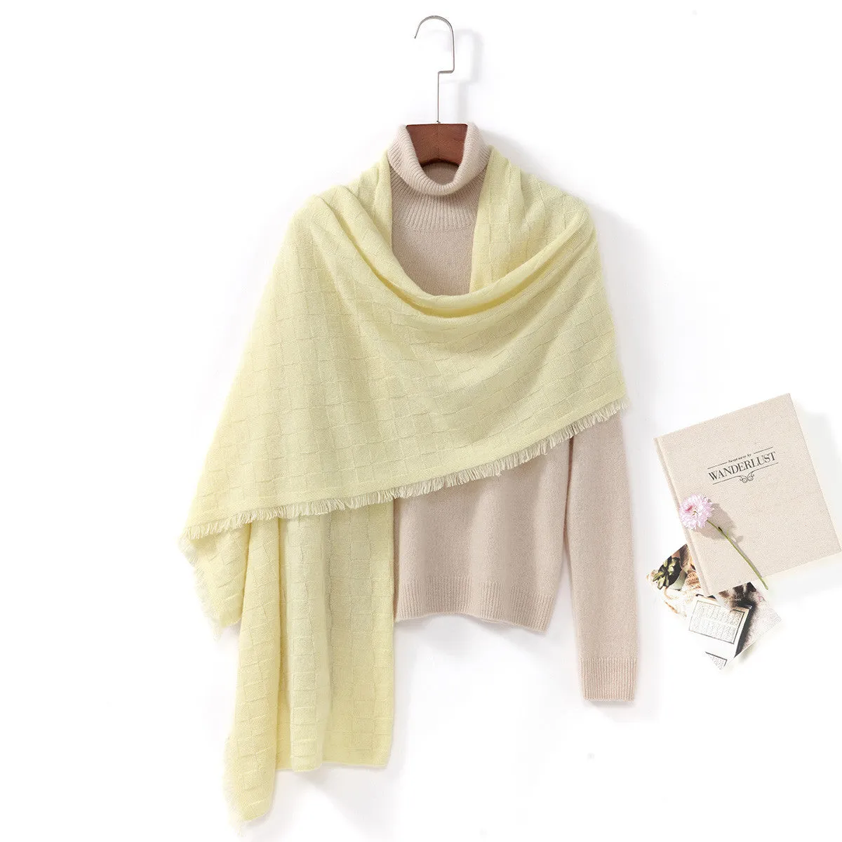 100% Cashmere Fringe Solid Color Shawls