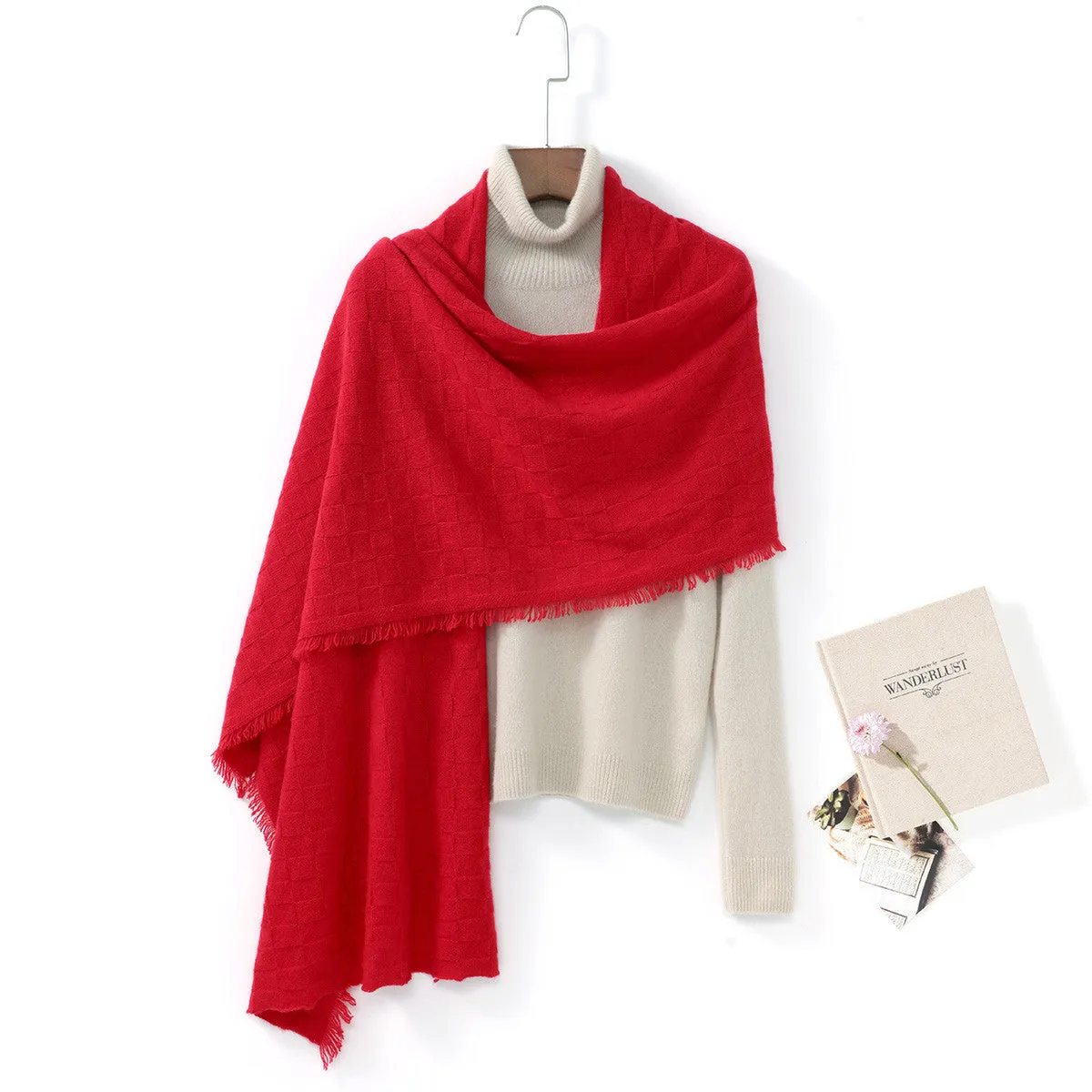 100% Cashmere Fringe Solid Color Shawls