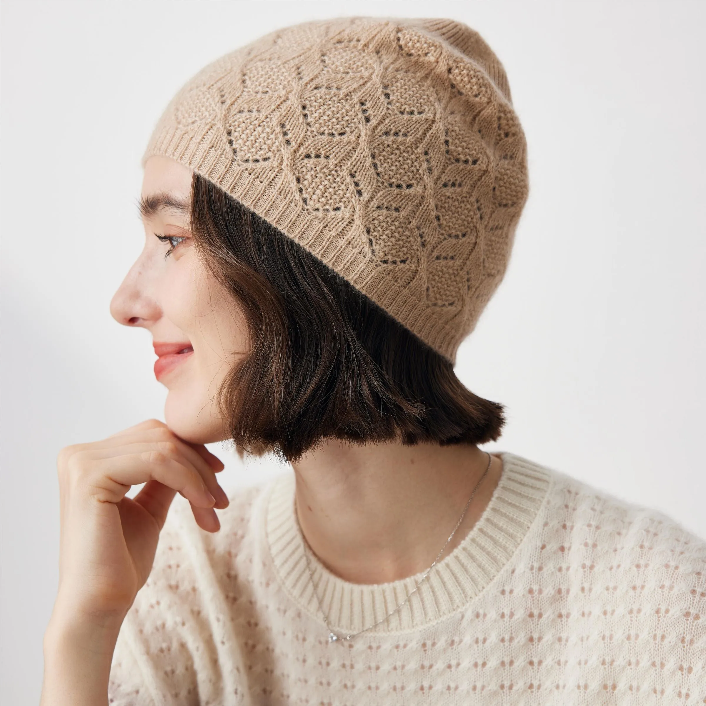 100% Cashmere Luxurious Knit Beanie