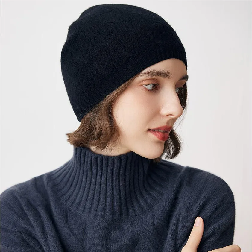 100% Cashmere Luxurious Knit Beanie