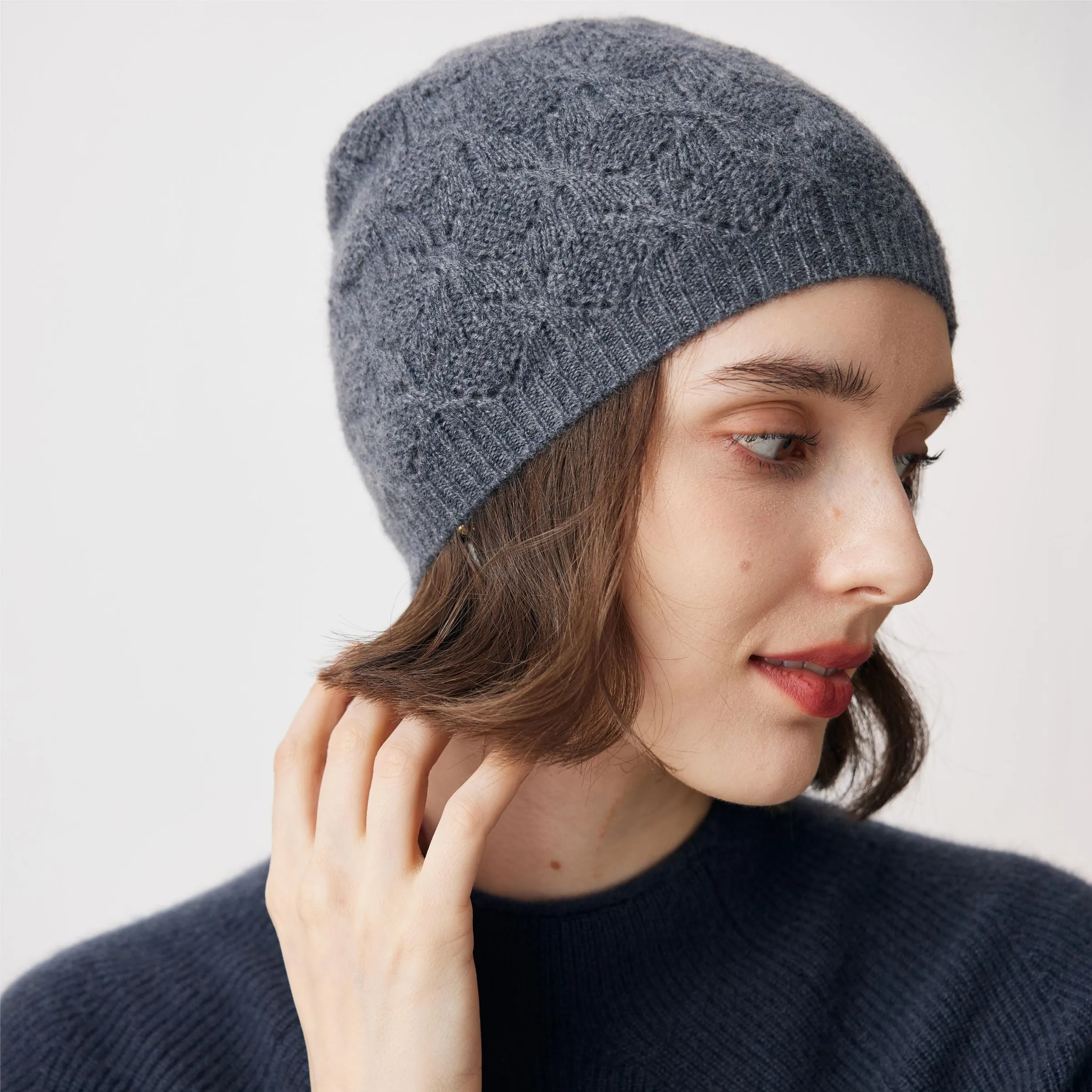 100% Cashmere Luxurious Knit Beanie