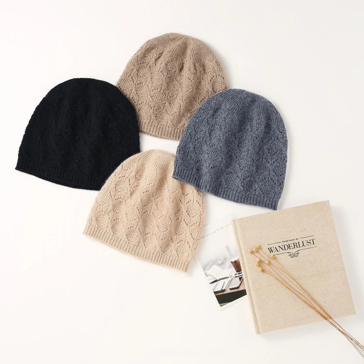 100% Cashmere Luxurious Knit Beanie