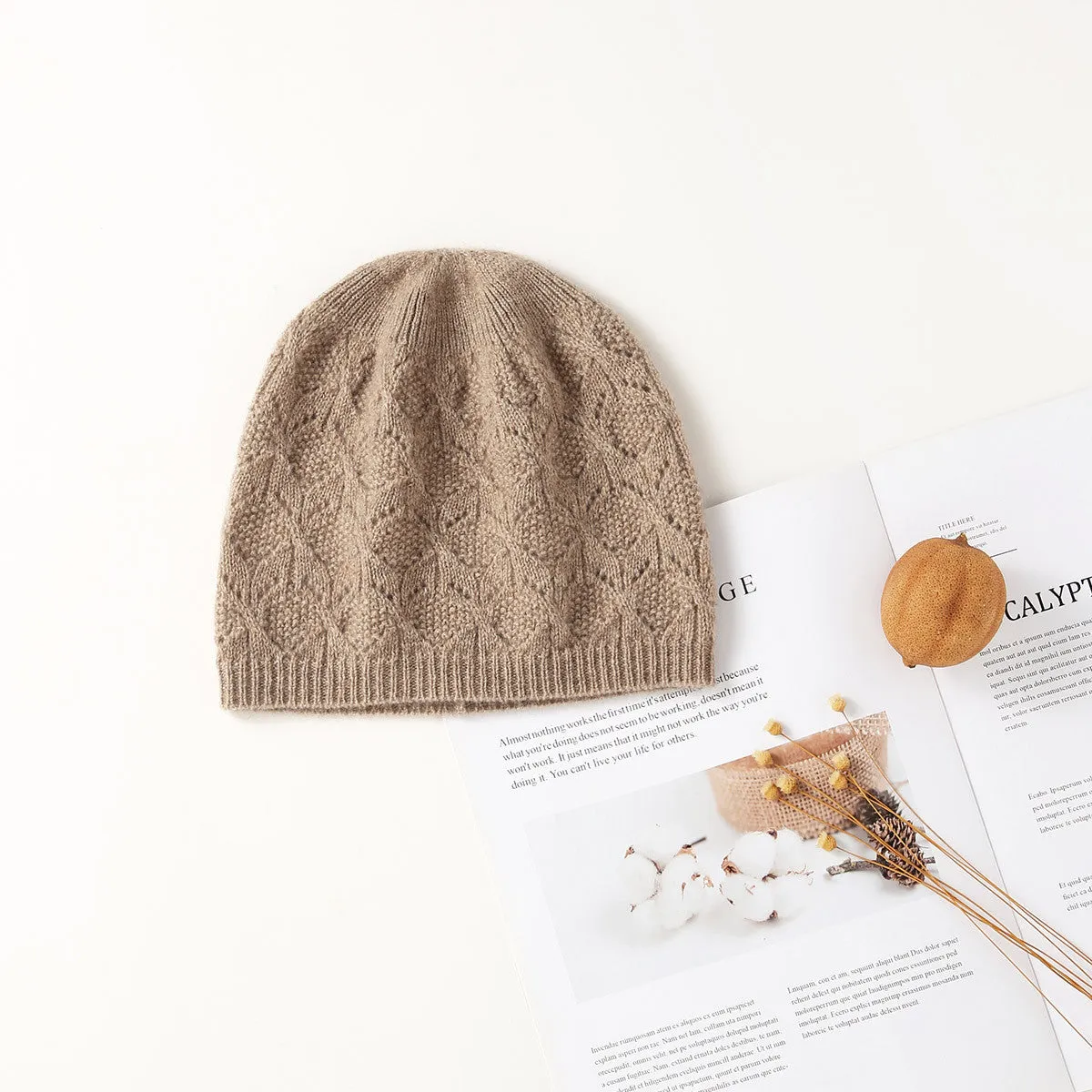 100% Cashmere Luxurious Knit Beanie