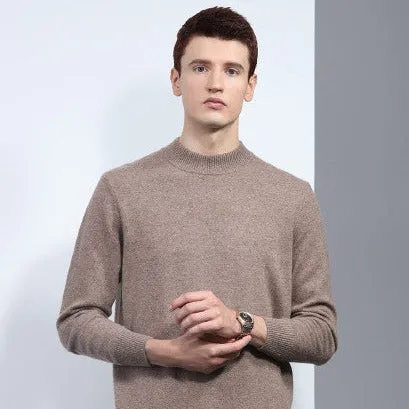 100% Cashmere Mens Mock Neck Knit Sweater