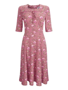 1940s Vintage Tribute Floral Tea Dress in Blush Pink