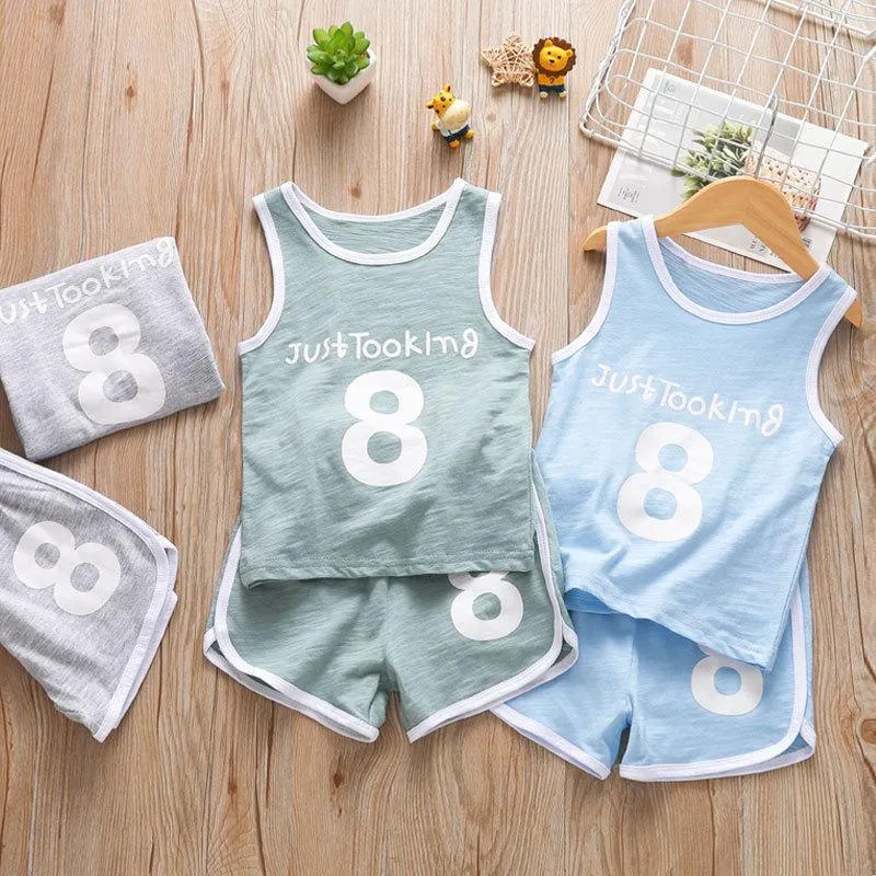 2-piece Letter Pattern Vest & Shorts for Children Boy