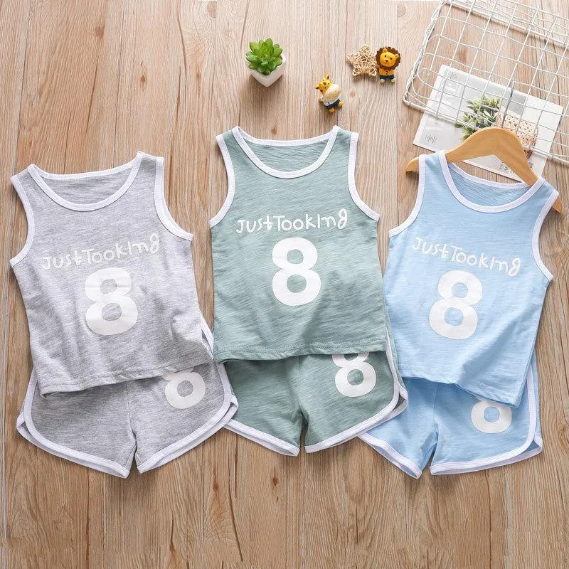 2-piece Letter Pattern Vest & Shorts for Children Boy