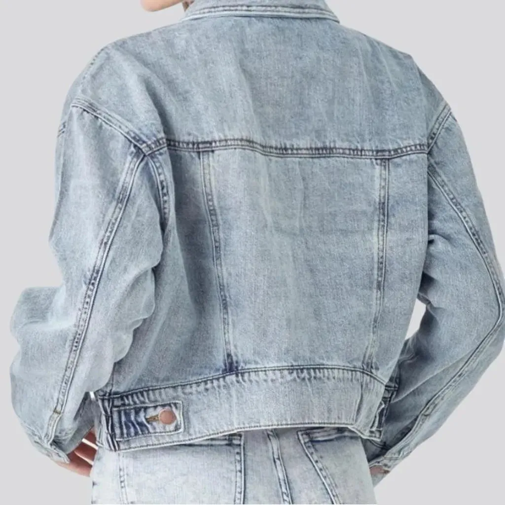 90s flap-pockets jeans jacket for women