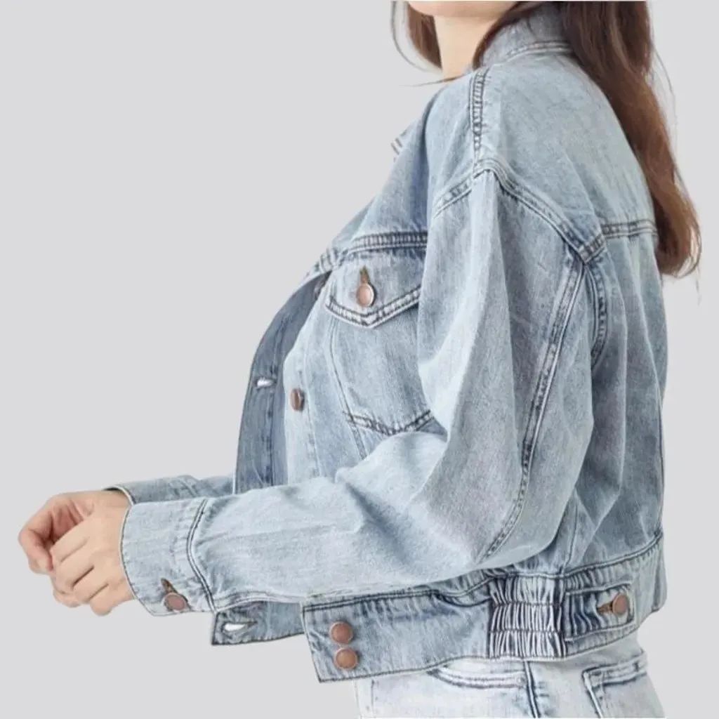 90s flap-pockets jeans jacket for women