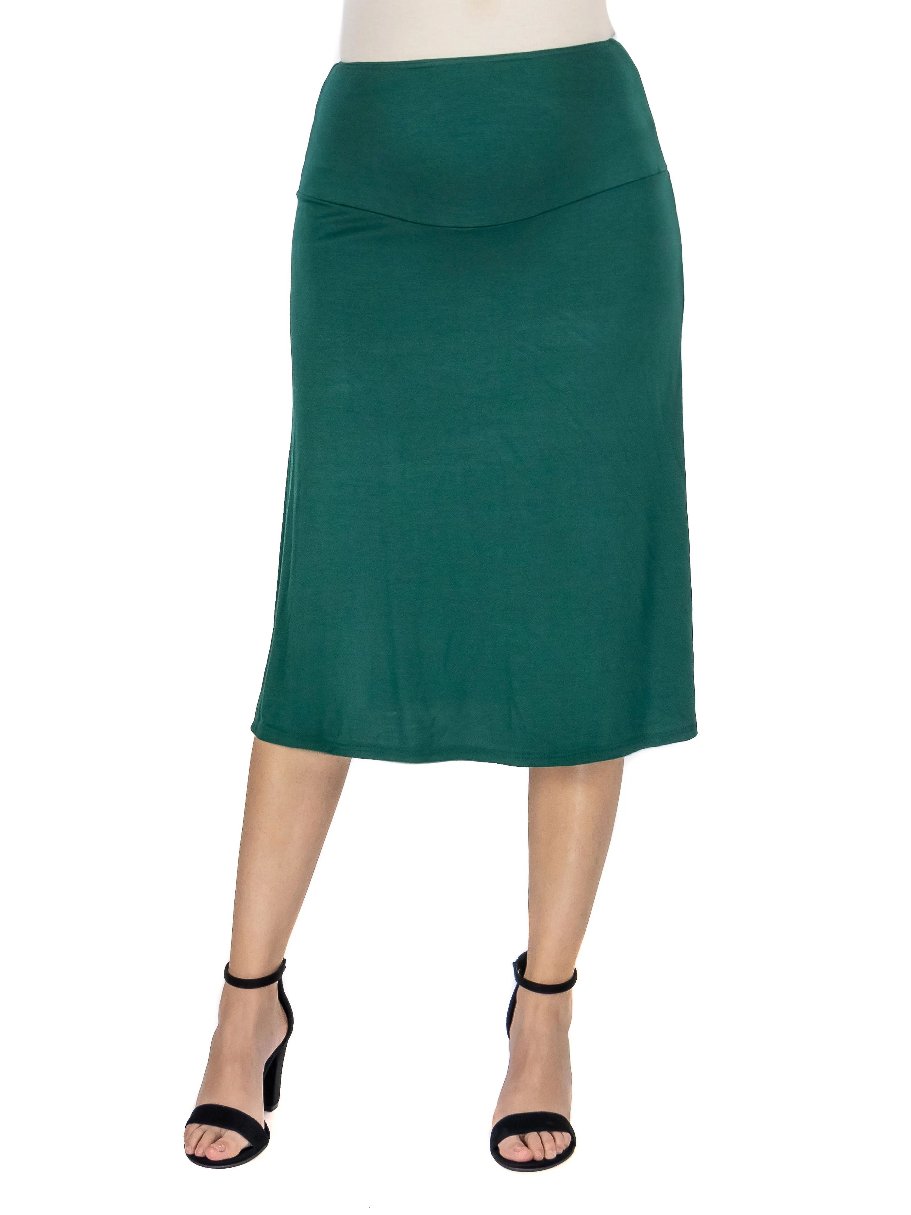 A Line Elastic Waist Knee Length Maternity Skirt