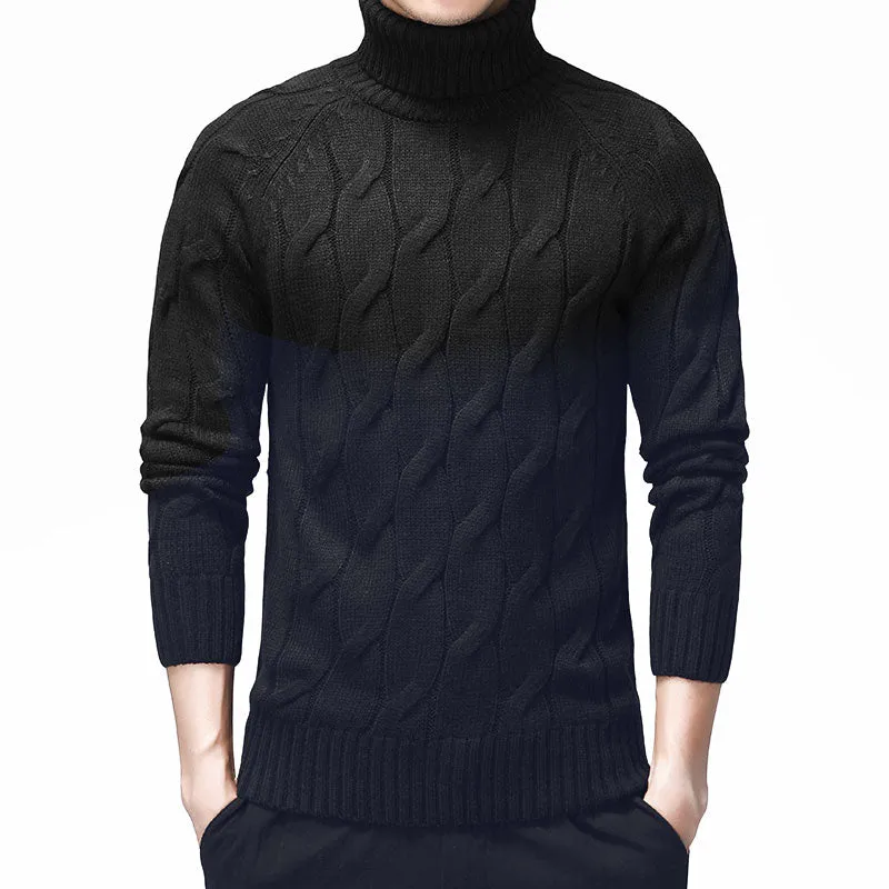 Advbridge Black Turtleneck Sweaters Men Thick Warm Winter Sweater for Men New Casual Pull Homme Cotton Pullover Men Geometric Pattern Coat