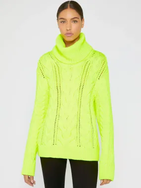 Alice   Olivia - Mayme Tank Cable Pullover in Neon Yellow