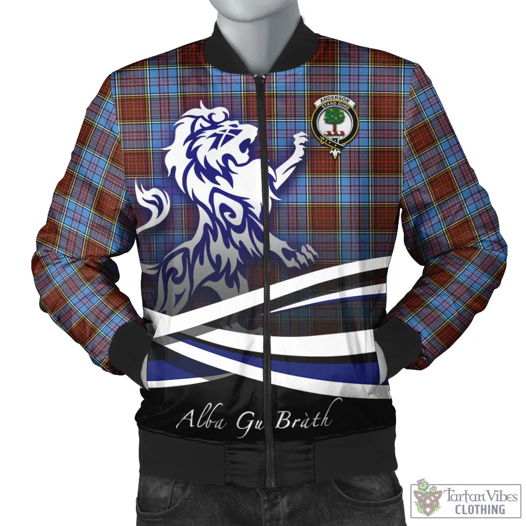 Anderson Modern Tartan Bomber Jacket with Alba Gu Brath Regal Lion Emblem