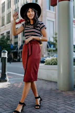 Arlington Paper Bag Skirt in Brick