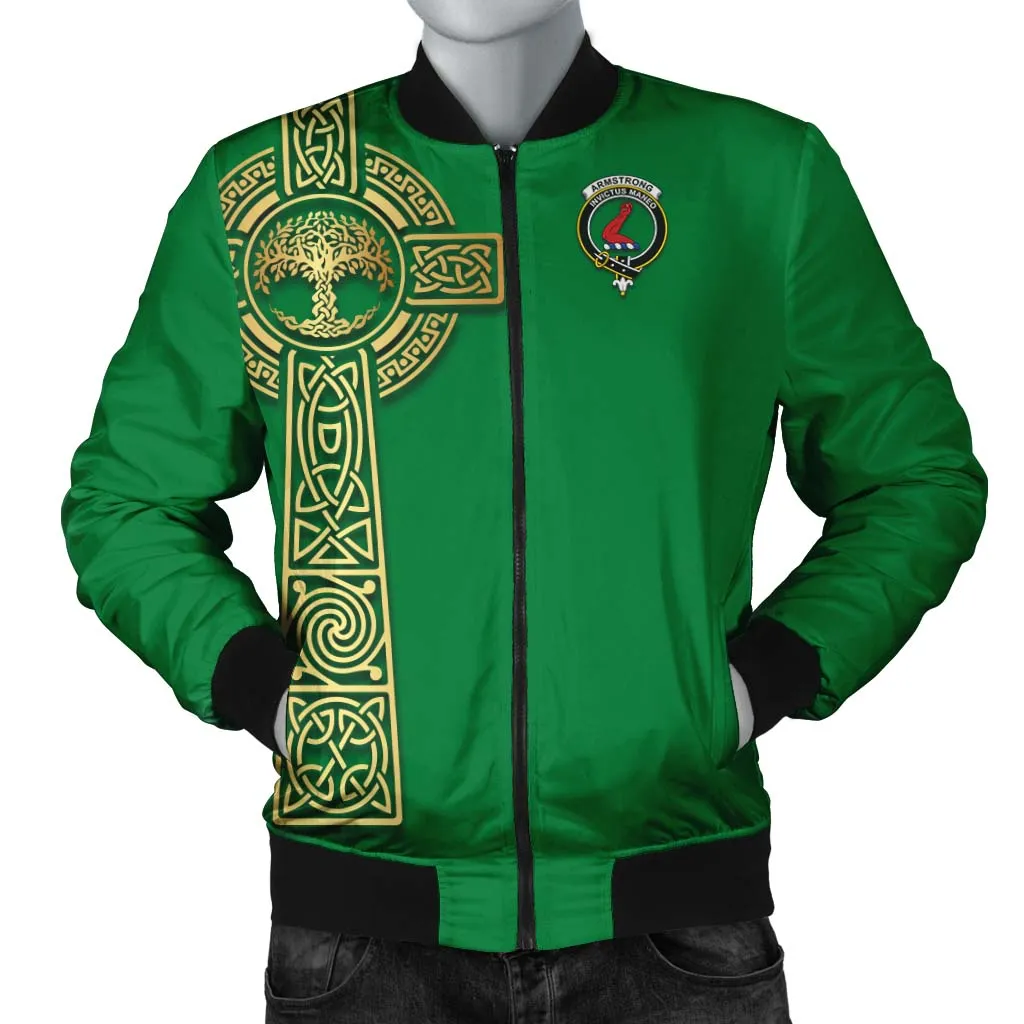 Armstrong Clan Bomber Jacket with Golden Celtic Tree Of Life