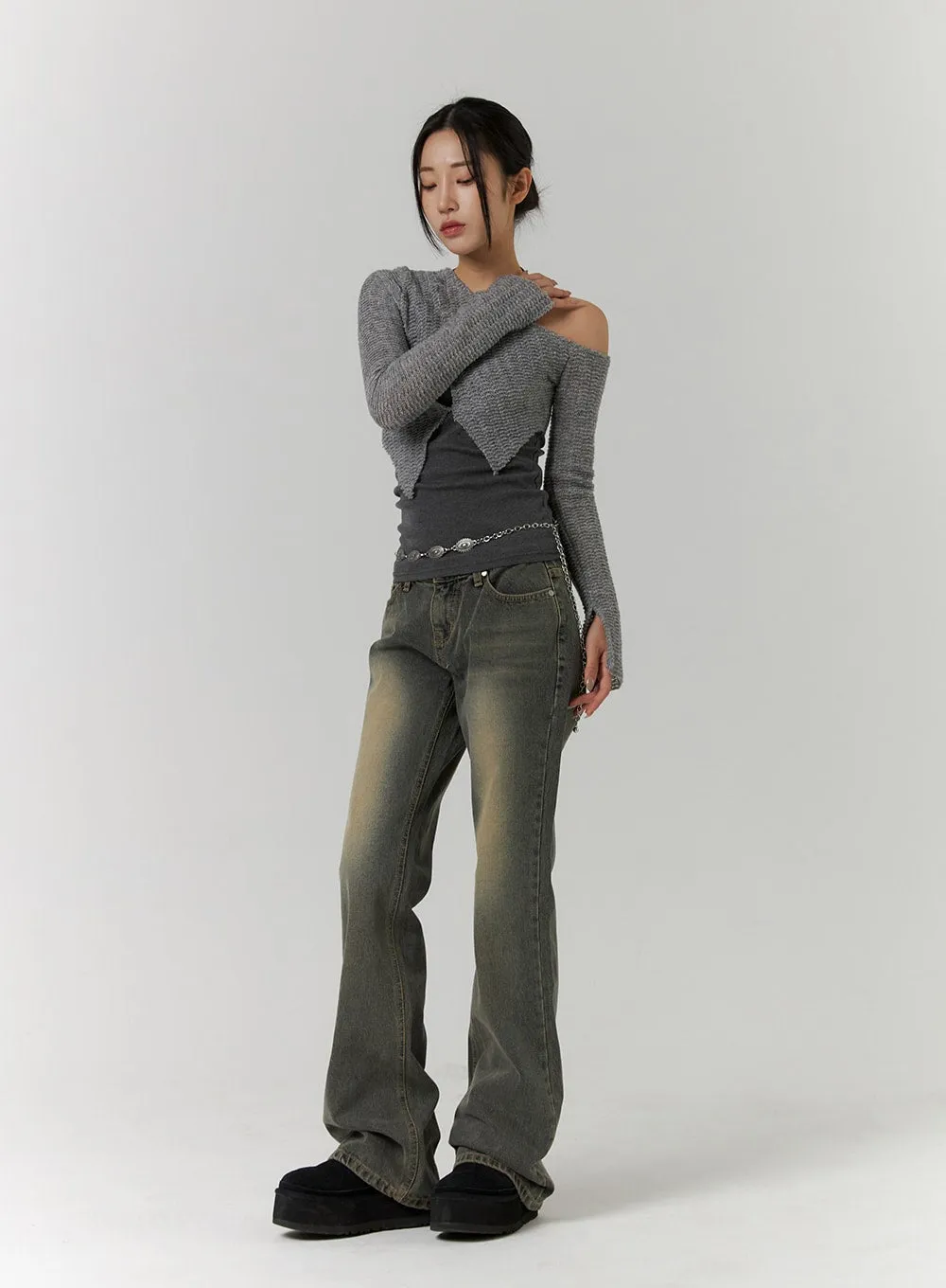 Asymmetrical Cut Out Knit Top CD312