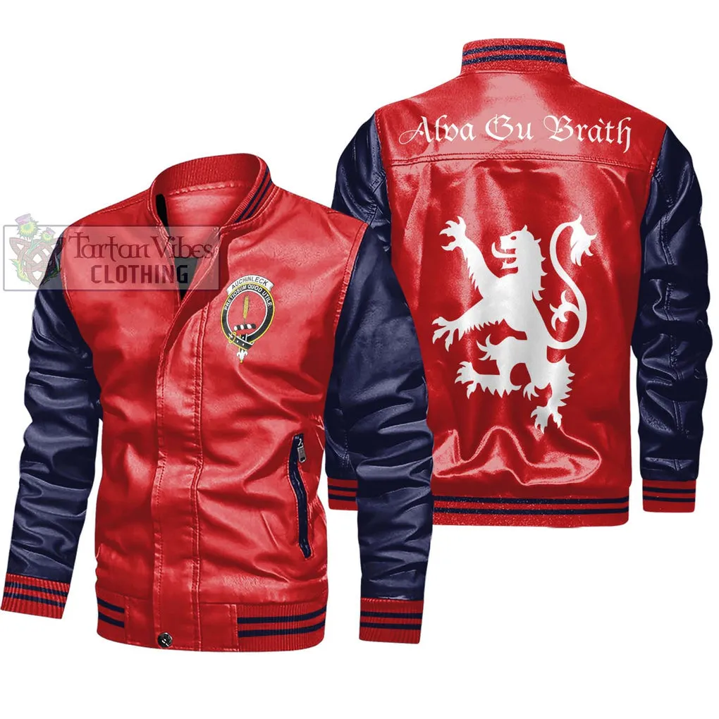 Auchinleck (Affleck) Family Crest Leather Bomber Jacket Lion Rampant Alba Gu Brath Style