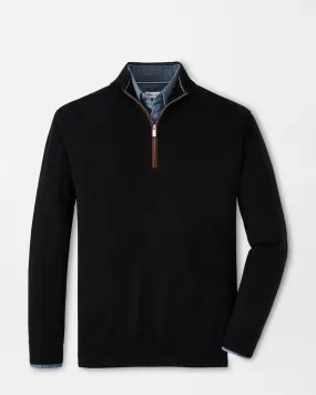 AUTUMN CREST SUEDE TRIM 1/4 ZIP SWEATER - BLACK