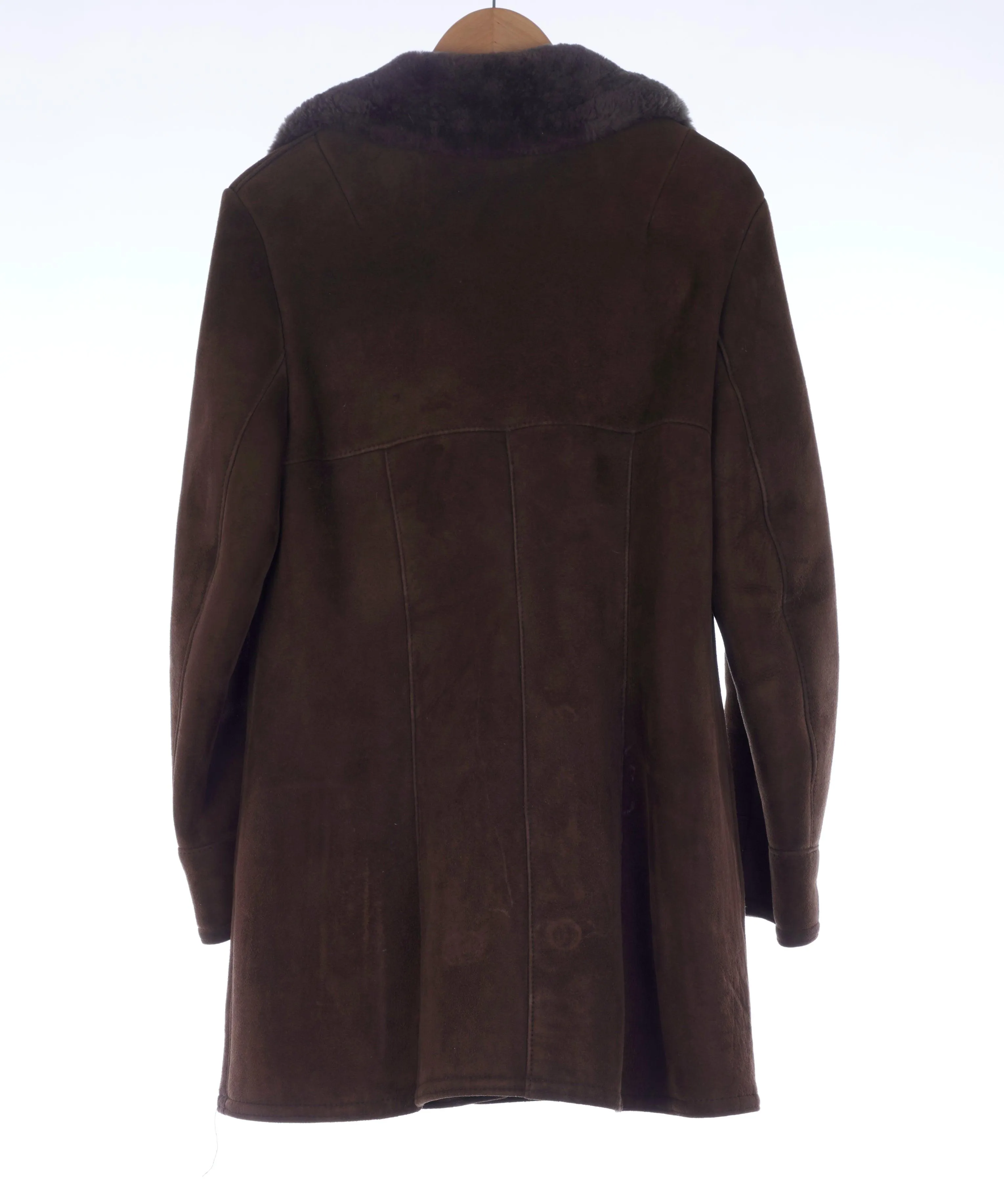 Bailys Glastonbury Genuine Sheepskin Brown Long Sleeved Coat UK Size 16