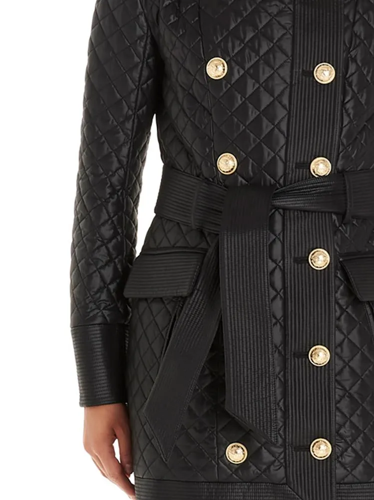 Balmain Quilted Double Breasted Coat