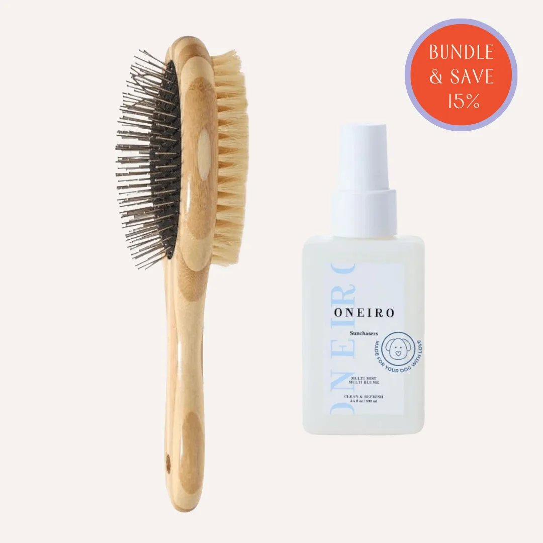 Bamboo Pet Brush   Coat Refresh Spray Bundle