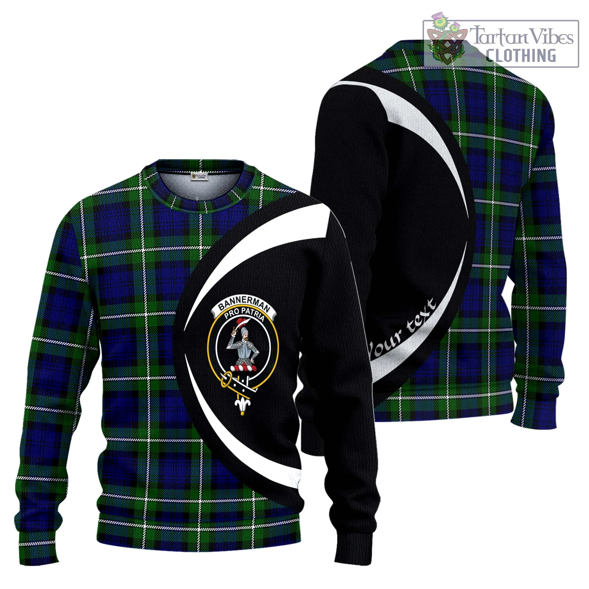 Bannerman Tartan Ugly Sweater with Family Crest Circle Style