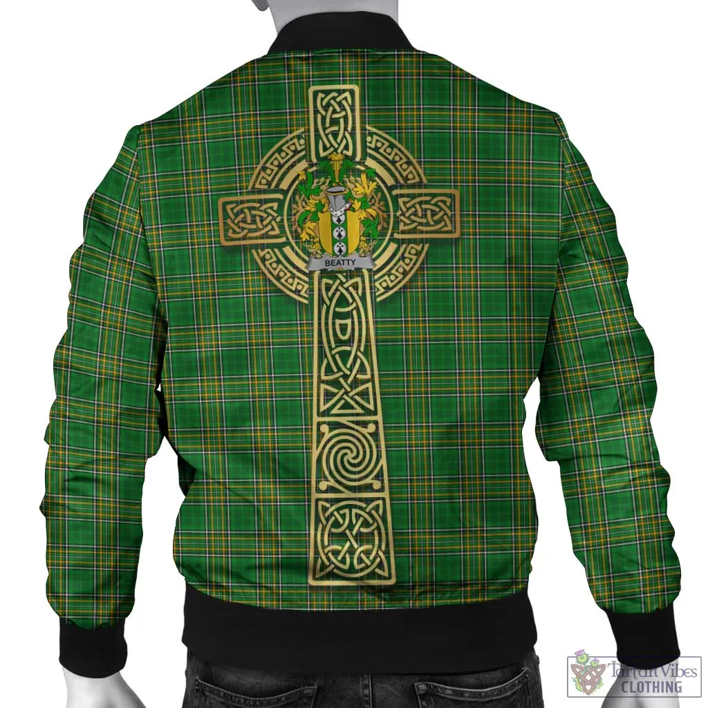 Beatty Irish Clan Tartan Bomber Jacket with Coat of Arms Celtic Tree of Life Style