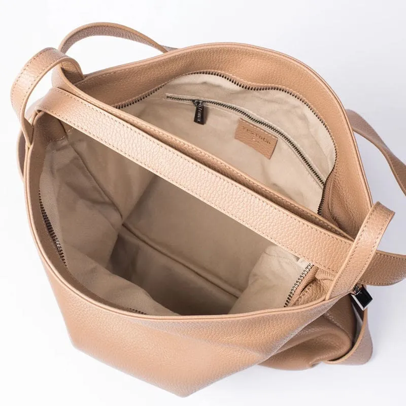 Bella 2-1 Convertible Backpack Tote| Light Tan