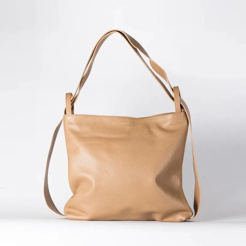 Bella 2-1 Convertible Backpack Tote| Light Tan