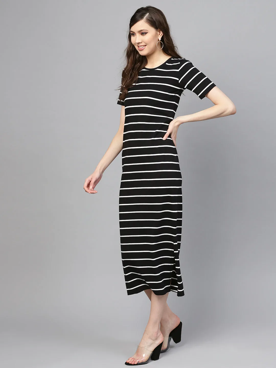 Black White Stripe Maxi