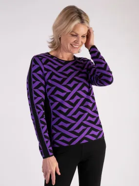 Black/Violet Geometric Pattern Jumper