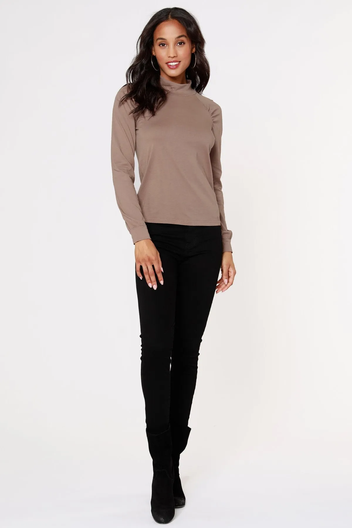 Bobi Raglan Mock Neck Top - Java