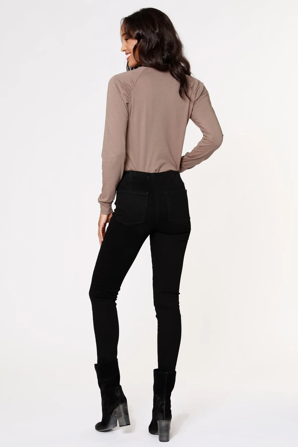 Bobi Raglan Mock Neck Top - Java