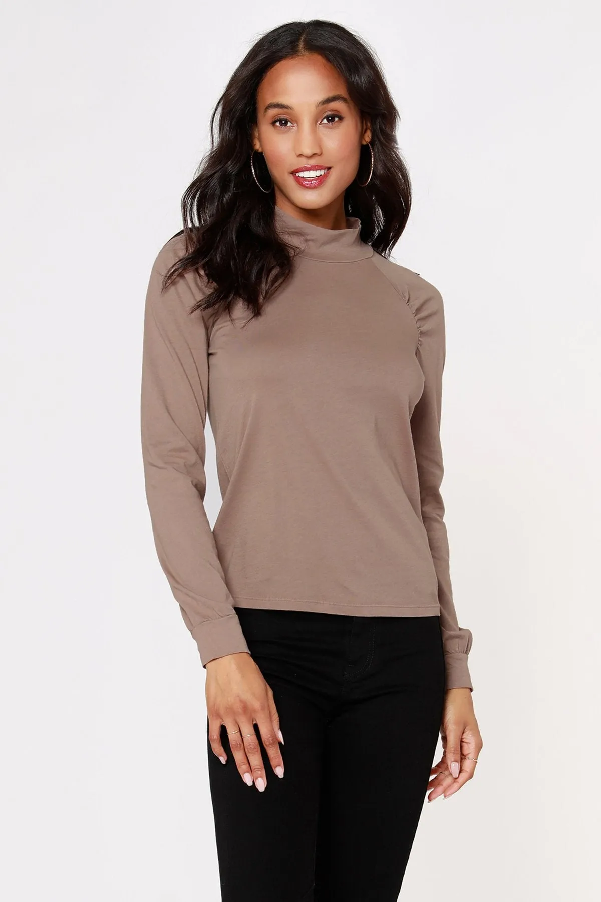 Bobi Raglan Mock Neck Top - Java