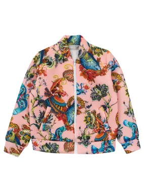 Botanical Owl Coral Neoprene Bomber Jacket by Kids Couture