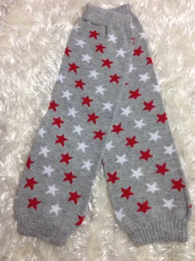 Boys star Leg Warmers-Baby leg warmers/Photo Prop Red. Gray & white STARS