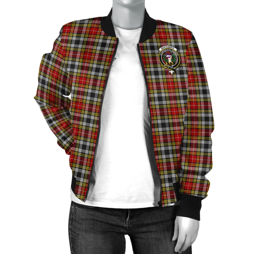 Buchanan Old Dress Tartan Bomber Jacket with Family Crest