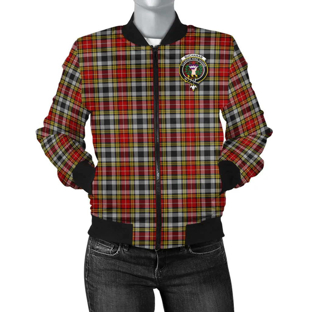 Buchanan Old Dress Tartan Bomber Jacket with Family Crest