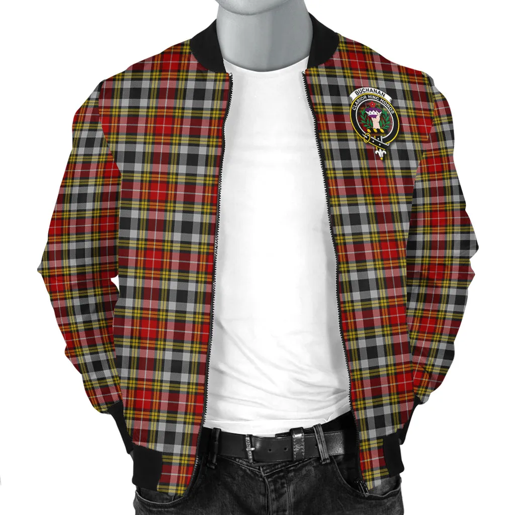 Buchanan Old Dress Tartan Bomber Jacket with Family Crest