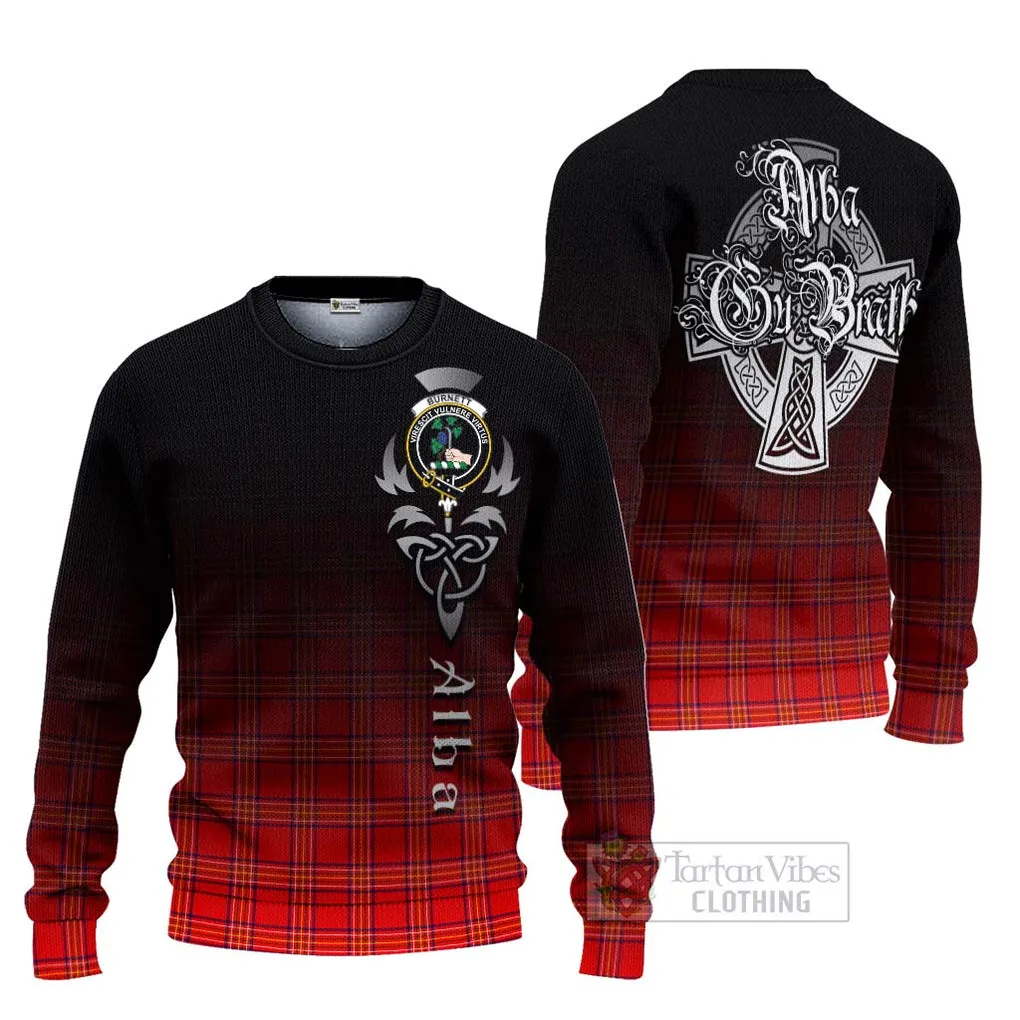 Burnett Tartan Ugly Sweater Featuring Alba Gu Brath Family Crest Celtic Inspired