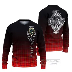 Burnett Tartan Ugly Sweater Featuring Alba Gu Brath Family Crest Celtic Inspired