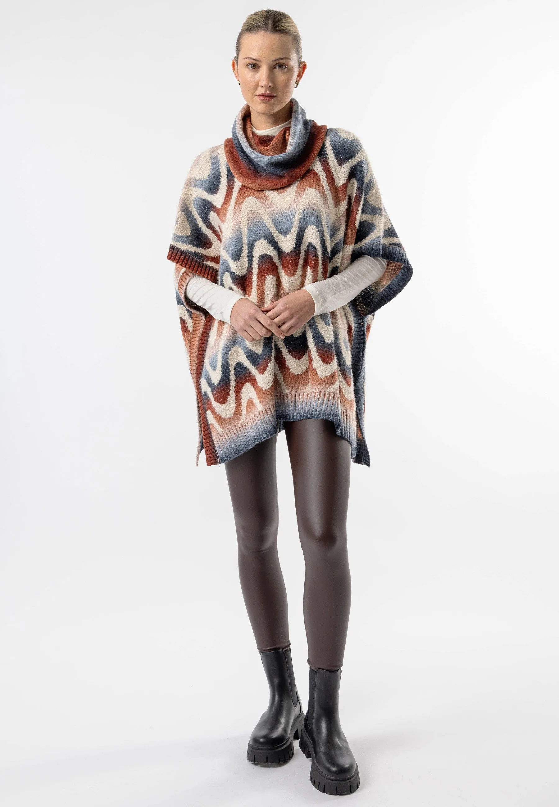 Californian Roll Neck Batwing Poncho