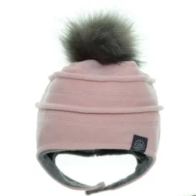 Calikids Fleece Hat with Removable PomPom - Rose