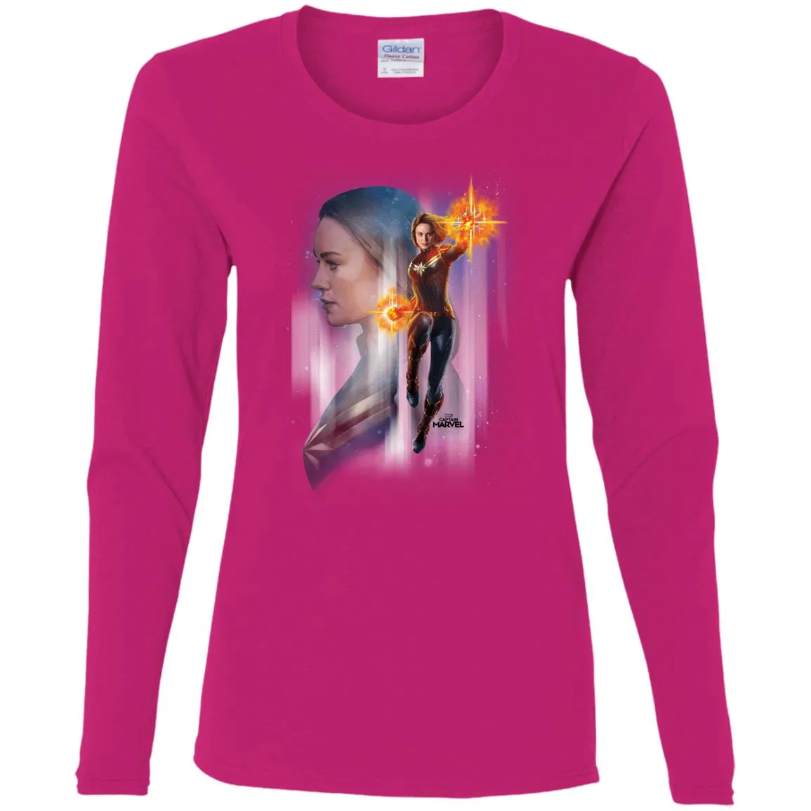 Captain Marvel Flying Space Portrait Women Long Sleeve Shirt