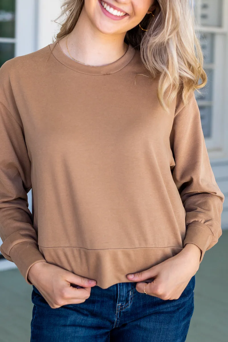 Carmel Macchiato Tan Cropped Sweatshirt