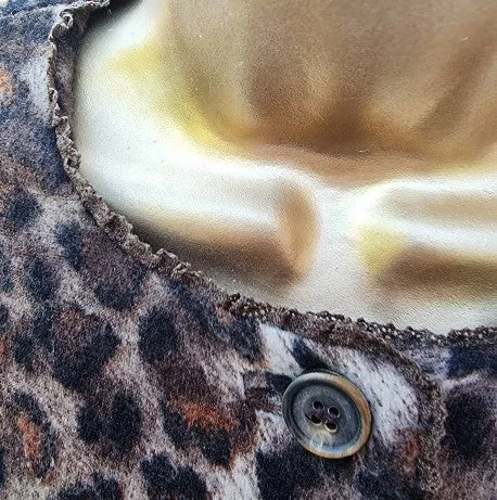 Caroline Charles London Vintage Leopard Print Jacket and Scarf UK 16 US 12 EU 44